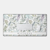 Elegant grijs licht groen blad Waterverf Bureaumat (Keyboard & Muis)