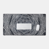 Elegant Grijs Mandala Art Reiki Yoga Neutrale Zen Bureaumat (Keyboard & Muis)