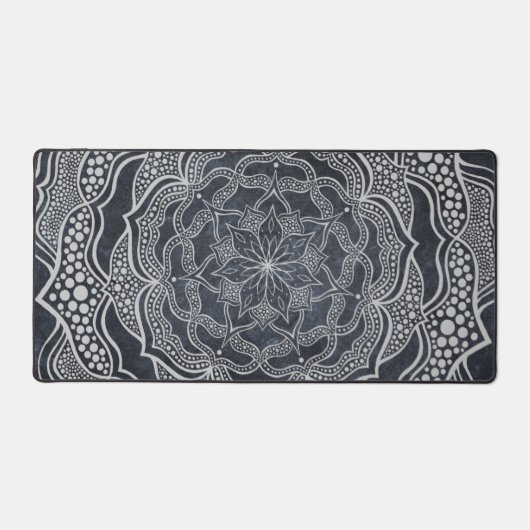 Elegant Grijs Mandala Art Reiki Yoga Neutrale Zen Bureaumat (Voorkant)