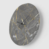 Elegant Grijs Marmer en Gouden Lijnen Wandklok (Hoek)