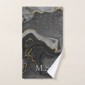 Elegant grijs marmer faux goudglitter bad handdoek (Handdoek)