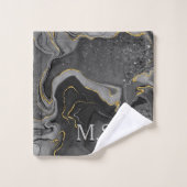 Elegant grijs marmer faux goudglitter bad handdoek (Wasdoekje)