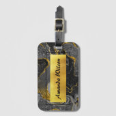 Elegant grijs marmer faux goudglitter bagagelabel (Voorkant (verticaal))