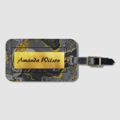 Elegant grijs marmer faux goudglitter bagagelabel (Voorkant (horizontaal))