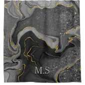 Elegant grijs marmer faux goudglitter douchegordijn (Voorkant)