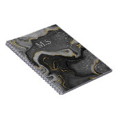 Elegant grijs marmer faux goudglitter notitieboek (Rechterzijde)