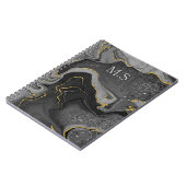 Elegant grijs marmer faux goudglitter notitieboek (Linkerzijde)