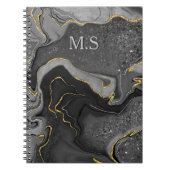 Elegant grijs marmer faux goudglitter notitieboek (Voorkant)