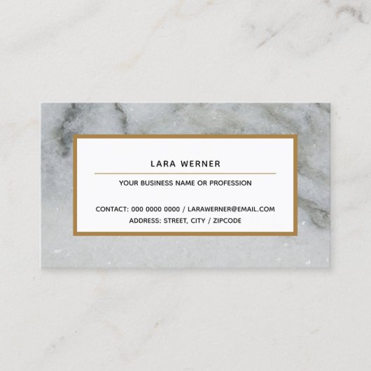 elegant grijs marmer rechthoekige vormgeving profe visitekaartje (Voorkant)