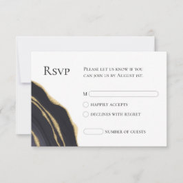 Elegant grijs met gouden agaat RSVP-kaart RSVP Kaartje