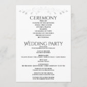 Elegant grijs met zilveren bloeiende bruiloft programmakaart (Achterkant)