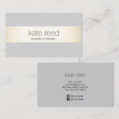 Elegant grijs modern goud gestreept visitekaartje (Voorkant / Achterkant)