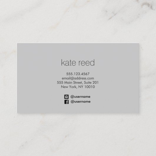 Elegant grijs modern goud gestreept visitekaartje (Achterkant)