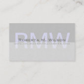 Elegant grijs monogram Aangepaste kleuren accounta Visitekaartje (Achterkant)