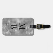 Elegant grijs monogram bagagelabel (Voorkant horizontaal)