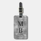 Elegant grijs monogram bagagelabel (Voorkant verticaal)