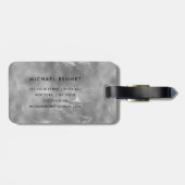 Elegant grijs monogram bagagelabel (Achterkant horizontaal)