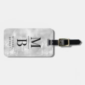 Elegant grijs monogram bagagelabel (Voorkant horizontaal)