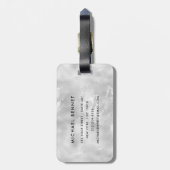 Elegant grijs monogram bagagelabel (Achterkant verticaal)