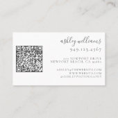 Elegant Grijs Monogram Floral Crest QR Code Visitekaartje (Achterkant)