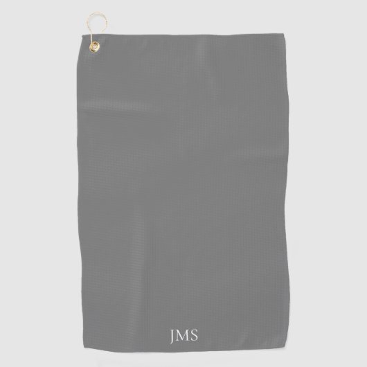 Elegant grijs monogram golfhanddoek (Voorkant)