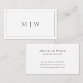 Elegant grijs monogram modern, eenvoudig visitekaartje (Voorkant / Achterkant)
