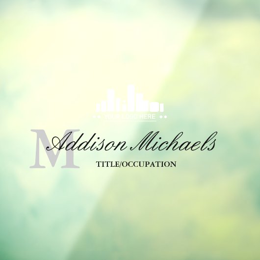 Elegant grijs monogram Naam Titel & Logo Raamsticker (Vel 3)