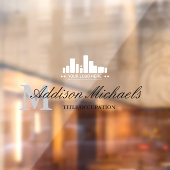 Elegant grijs monogram Naam Titel & Logo Raamsticker (Vel 2)