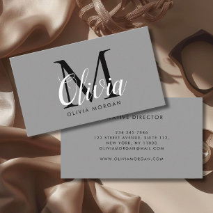 Elegant grijs monogramlogo professioneel visitekaartje