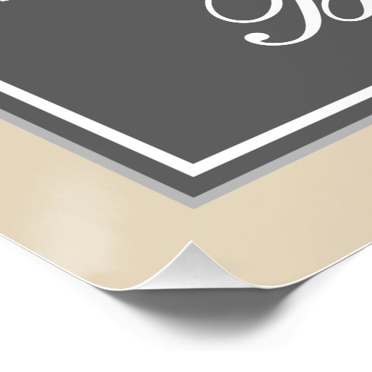 Elegant, Grijs, Nep Goud 50ste Verjaardag + Naam Poster (Hoek)