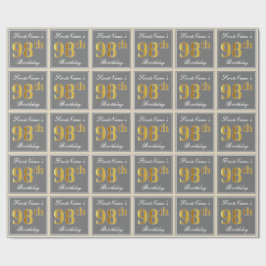 Elegant, Grijs, Nep Goud 98ste Verjaardag + Naam Cadeaupapier