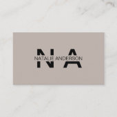 Elegant Grijs Neutraal QR Code Modern Monogram Log Visitekaartje (Voorkant)