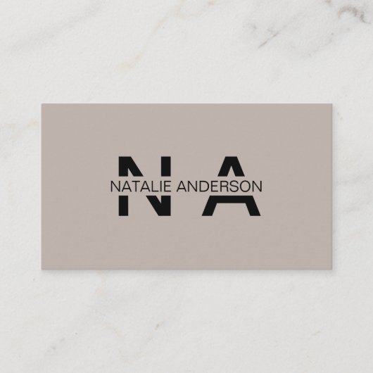 Elegant Grijs Neutraal QR Code Modern Monogram Log Visitekaartje (Voorkant)