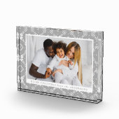 Elegant Grijs Nordic Snowflake Patroon Kerstmis Fotoblokken (Rechts)