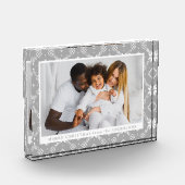 Elegant Grijs Nordic Snowflake Patroon Kerstmis Fotoblokken (Links)