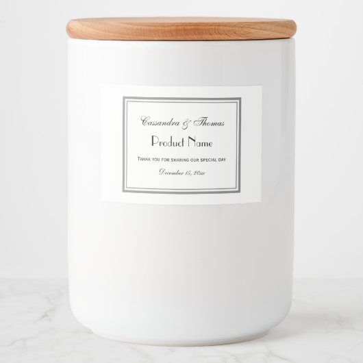 Elegant grijs omkaderd H-voedsel label Voedselcontainer Etiket (Voorkant)