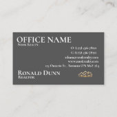 Elegant grijs onroerend goed ontwerp met foto visitekaartje (Achterkant)