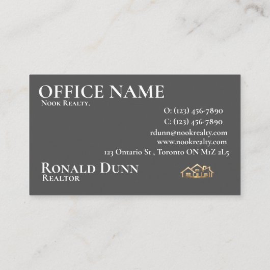 Elegant grijs onroerend goed ontwerp met foto visitekaartje (Achterkant)