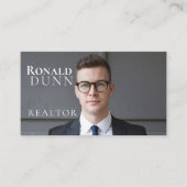 Elegant grijs onroerend goed ontwerp met foto visitekaartje (Voorkant)