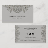 Elegant grijs ornament visitekaartje (Voorkant / Achterkant)