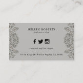 Elegant grijs ornament visitekaartje (Achterkant)
