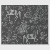 Elegant  Grijs Paard Bloemenpatroon Cadeaupapier (Vlak)