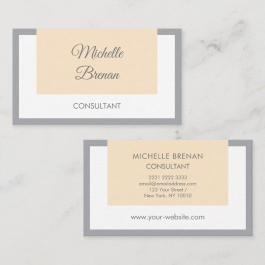 Elegant grijs & pastelroze visitekaartje (Voorkant / Achterkant)