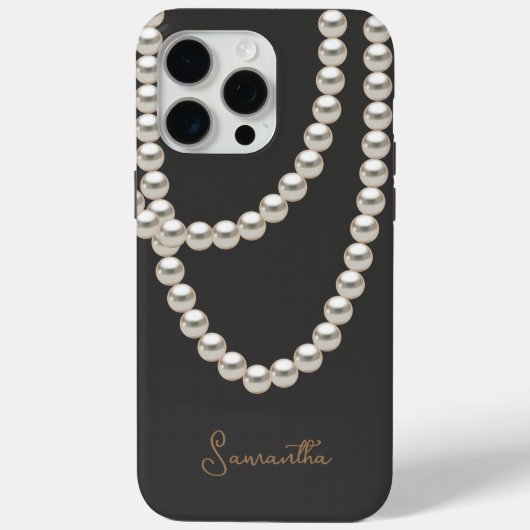 Elegant grijs Pearl ketting Case-Mate iPhone Case (Achterkant)