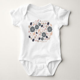 Elegant grijs perzik bloemmotief Baby Romper