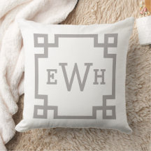 Elegant Grijs Pewter Griekse Sleutel Monogram Init