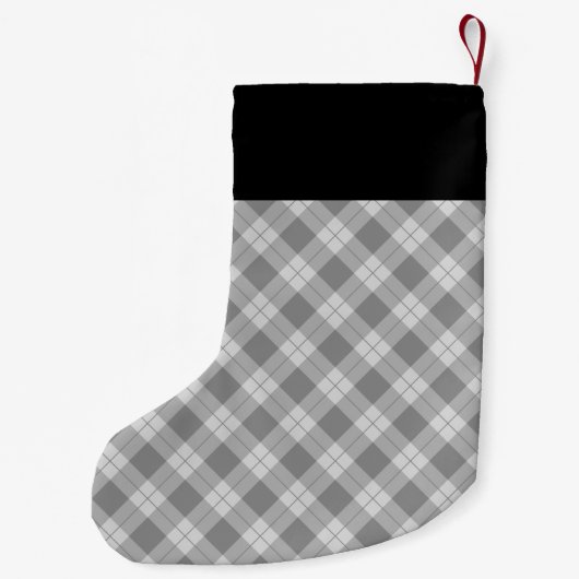 Elegant Grijs Plaid Gepersonaliseerd Kleine Kerstsok (Achterkant)
