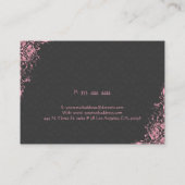 Elegant Grijs & Roze  Bloemen Damasks 2a Visitekaartje (Achterkant)