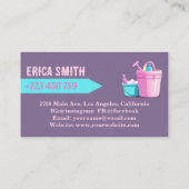 Elegant Grijs Roze Maid Service Log House Schoonma Visitekaartje (Achterkant)