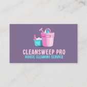 Elegant Grijs Roze Maid Service Log House Schoonma Visitekaartje (Voorkant)